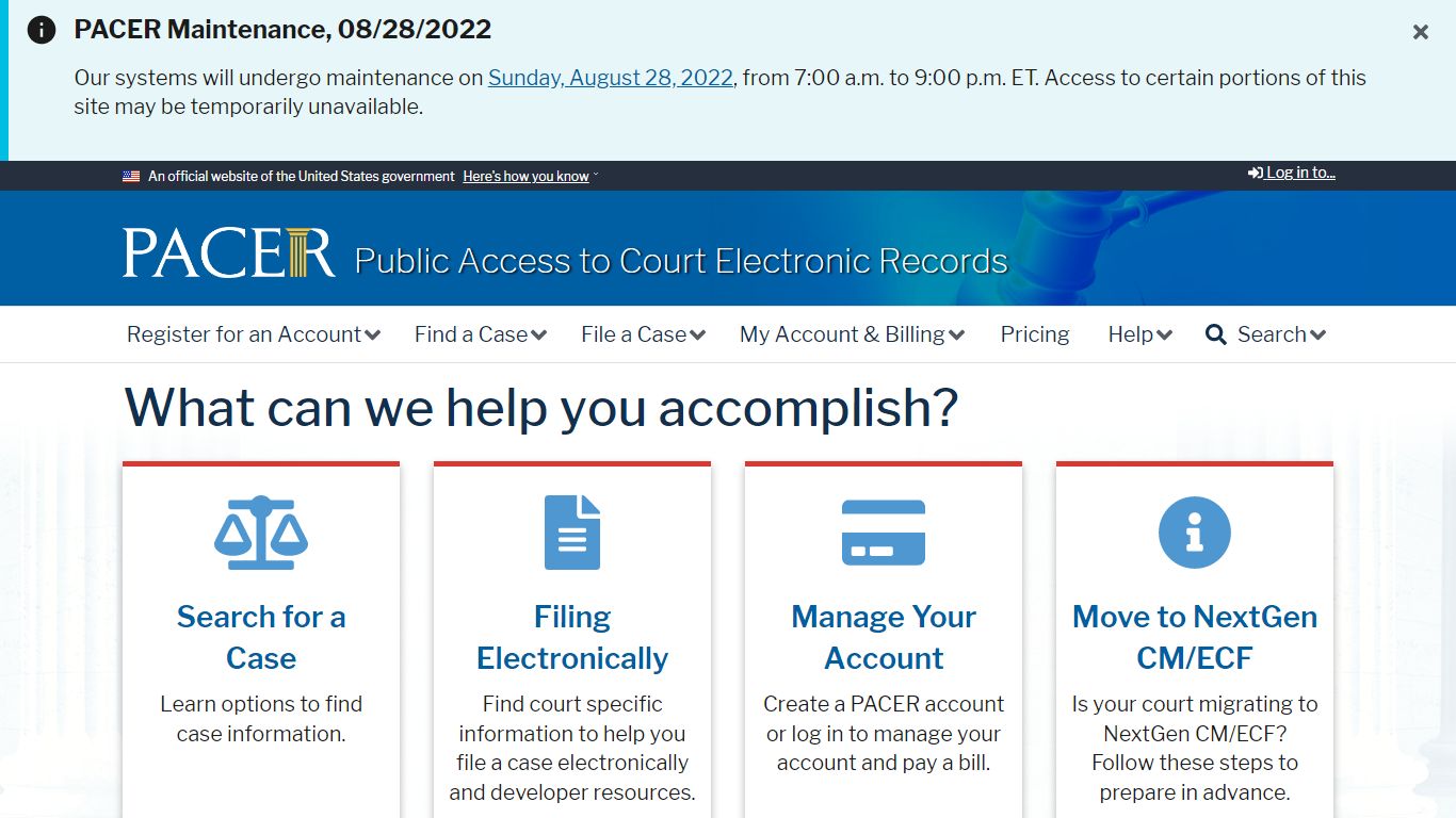 Public Access to Court Electronic Records | PACER: Federal Court Records